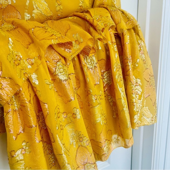 Ulla Johnson SET Rashida Skirt Aster Top Citrine Gold Yellow Metallic Maxi 12 XL - Picture 10 of 16